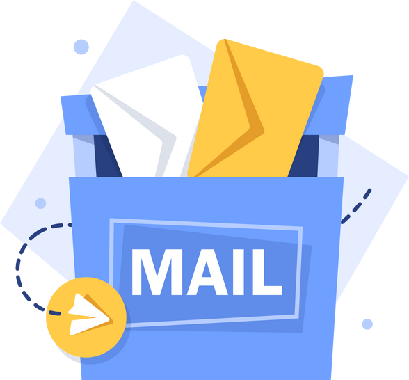 Email subscribe, online newsletter vector template with mailbox . Envelope and newsletter website illustration